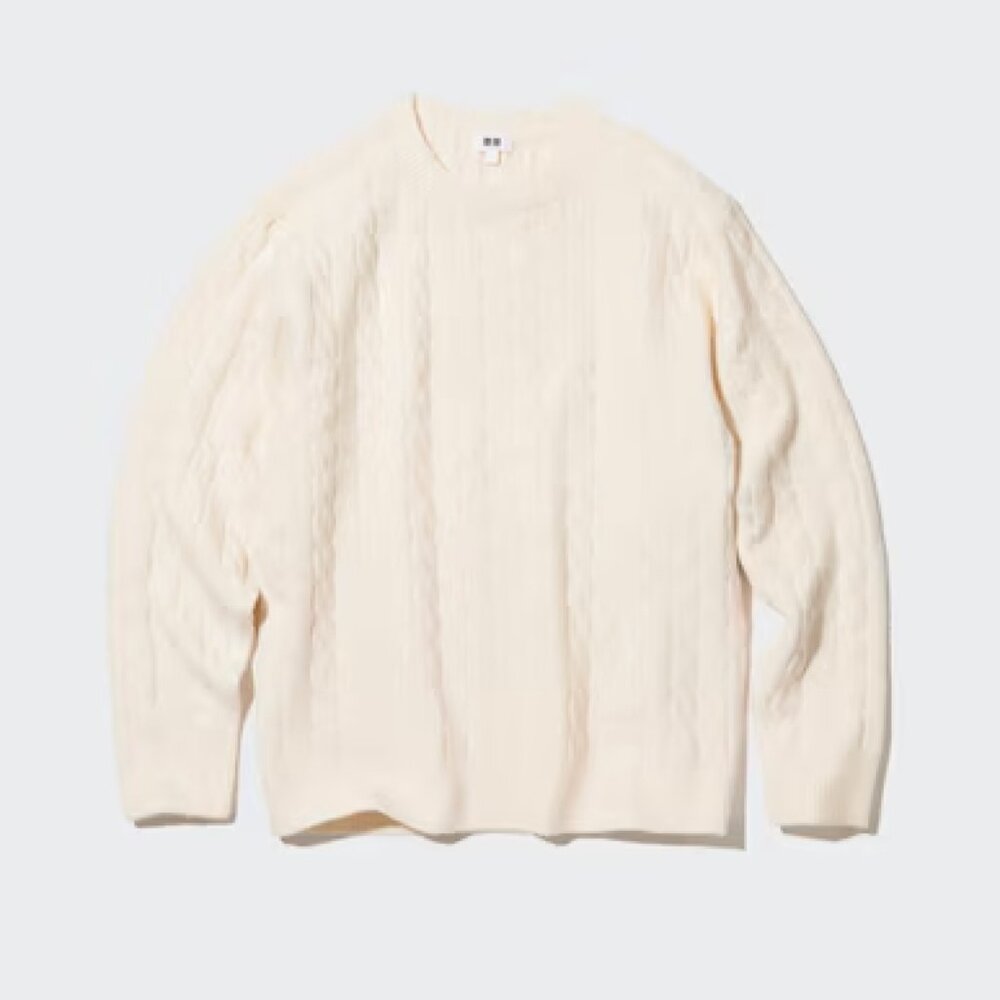 Uniqlo Soufflé Yarn Cable Knit Crew Neck Jumper